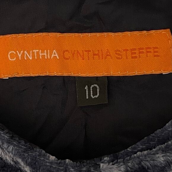 Cynthia Steffe Metallic Blue Crush Velvet Silk Blend Babydoll Dress Size 10 - Picture 9 of 12